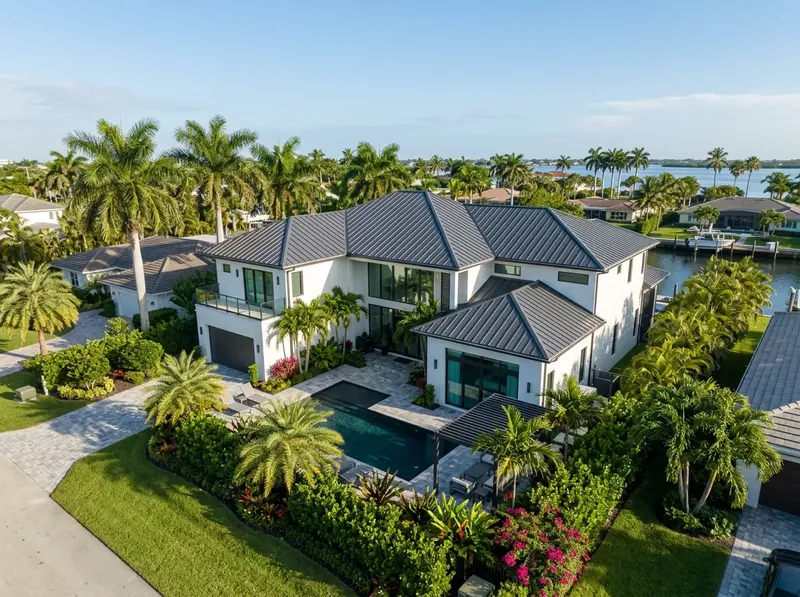 Illustrative South Florida home with metal roofing