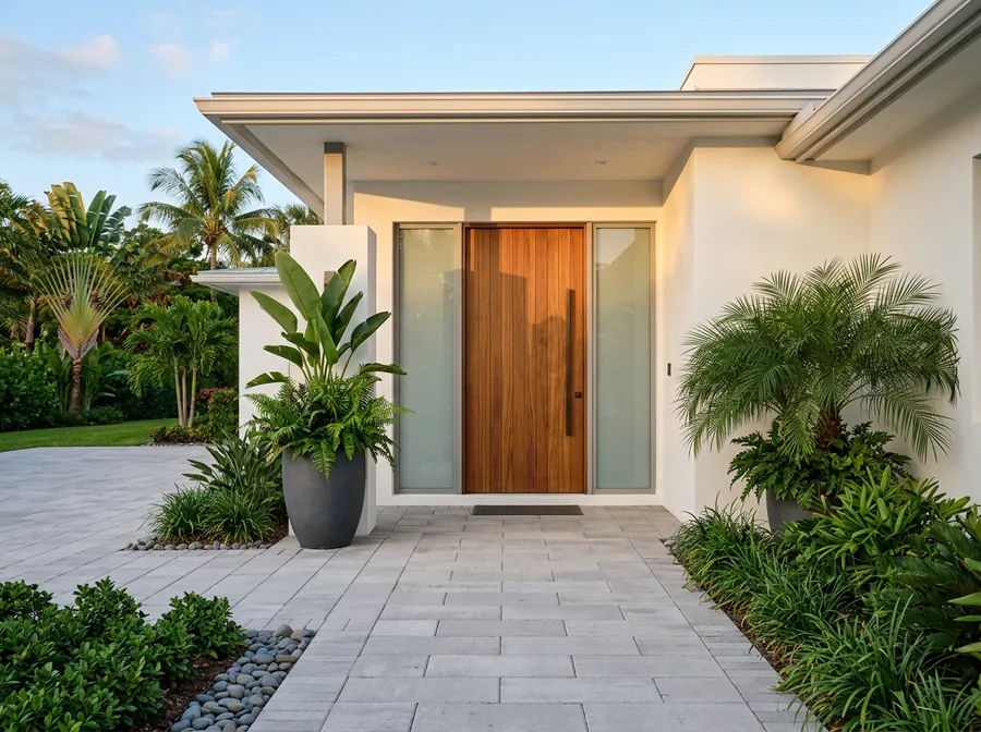 Illustrative South Florida home featuring entry doors