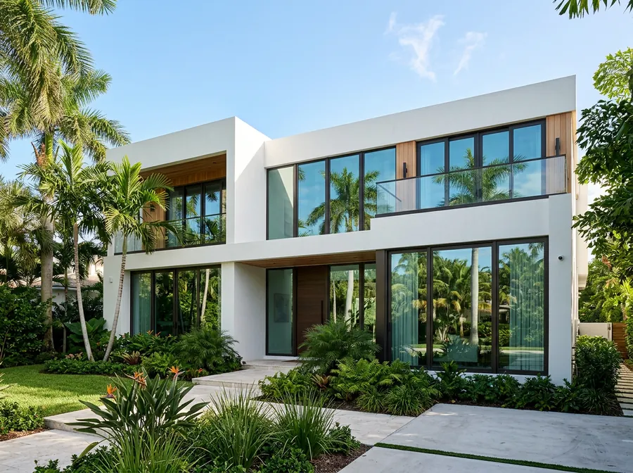 Illustrative South Florida home featuring impact windows